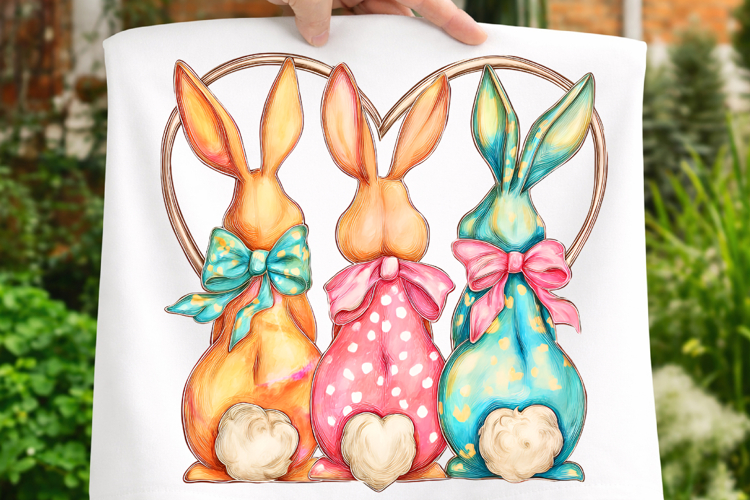 Bunny Coquette Bow PNG, Brushstroke bunny easter PNG