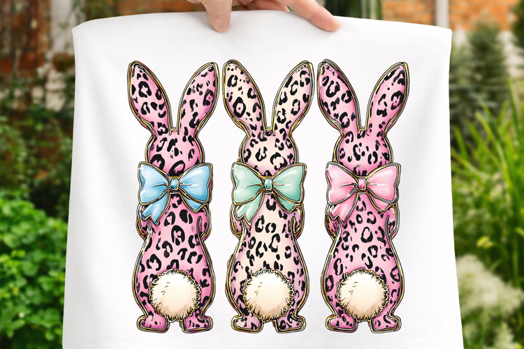 Bunny Coquette Bow PNG, Happy Easter Leopard Print Bunny PNG