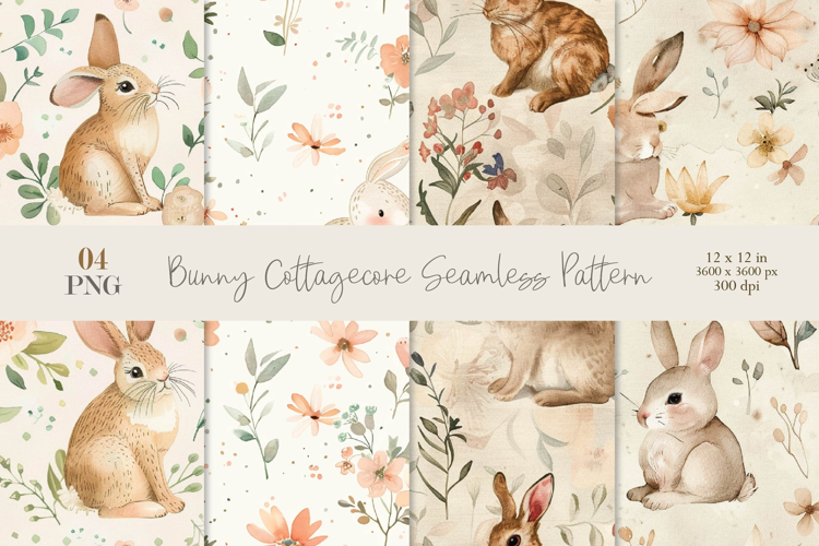 Bunny Cottagecore Seamless Pattern