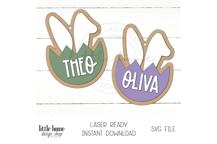 Bunny Ear Basket Name Tag, Easter Egg Basket Tag