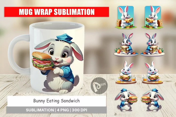 Mug Wrap Design Bunny with Sandwich