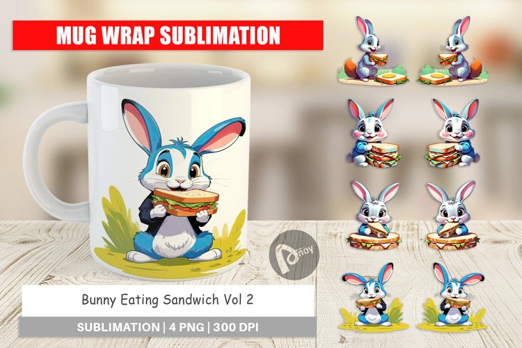 Mug Wrap Design Bunny with Sandwich example image 1