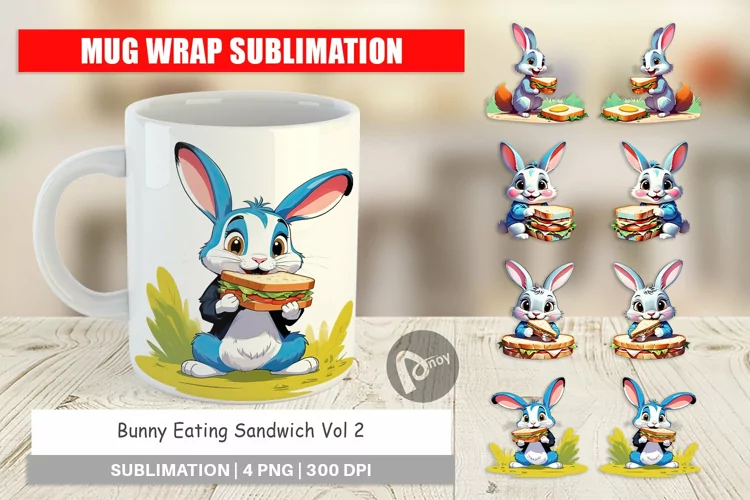 Mug Wrap Design Bunny with Sandwich