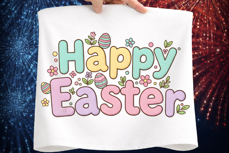 Bunny Eggs Floral Spring Happy Easter