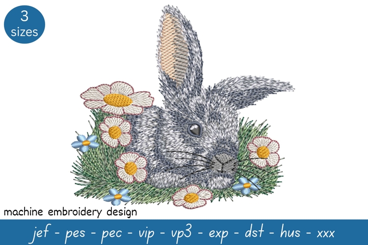 Spring Bunny Embroidery Design - Easter Pattern