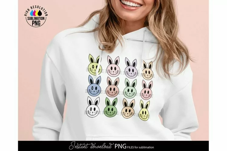 Happy Easter PNG | Bunny Faces PNG | Smiley Bunny PNG