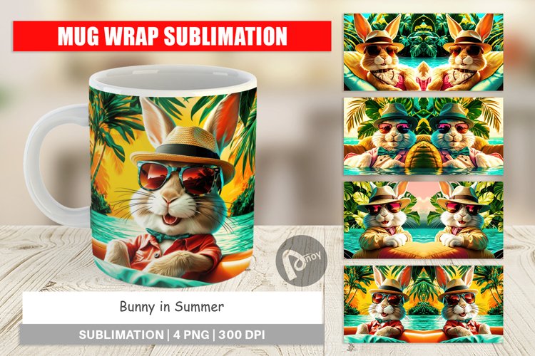 Mug Wrap Design Bunny in Summer