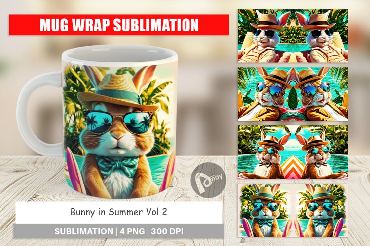 Mug Wrap Design Bunny in Summer