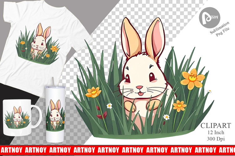Grass Bunny Clipart