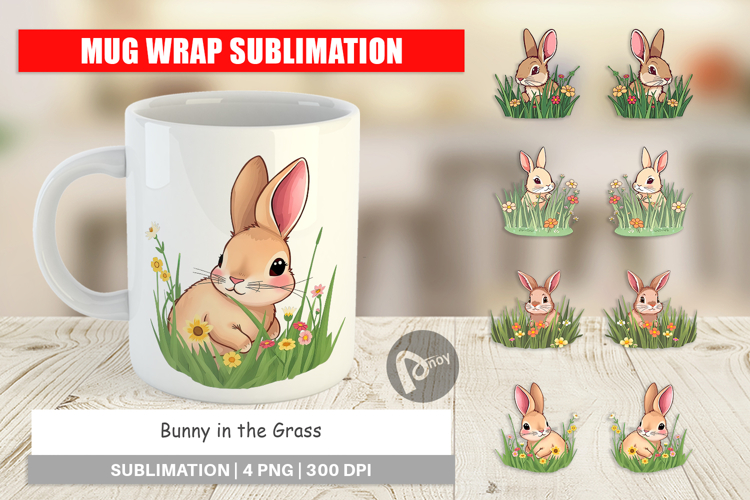 Mug Wrap Grass Bunny