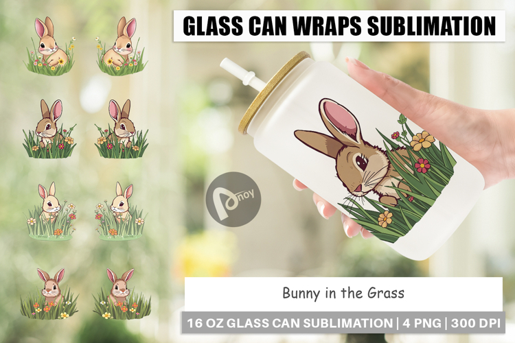 Glass Can Grass Bunny