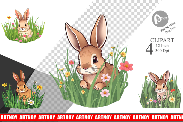 Grass Bunny Clipart