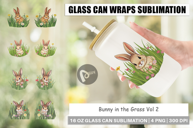Glass Can Grass Bunny