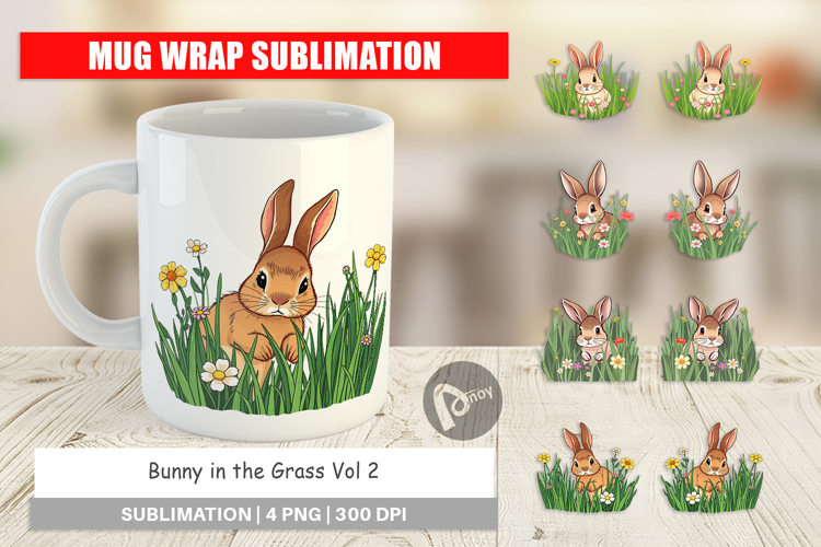 Mug Wrap Grass Bunny