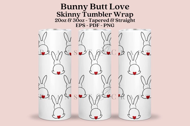 bunny love valentine skinny tumbler sublimation wrap with high resolution and transparant background are for 20oz and 30oz skinny tumbler