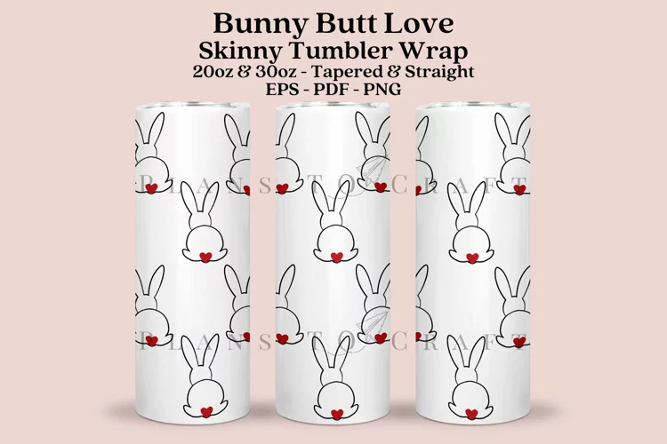 Bunny Love Valentine Skinny Tumbler Sublimation Wrap SVG