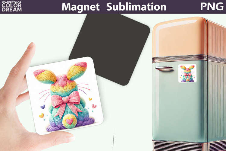 Bunny Easter Magnet | Rabbit Bow Sublimation