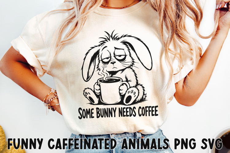 Funny Caffeinated Animals Clipart SVG PNG example image 1