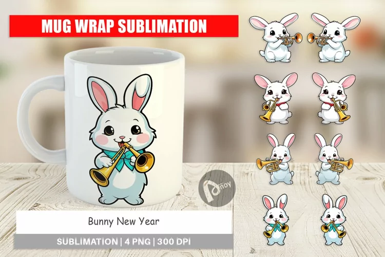 Mug Wrap Design Bunny New Year