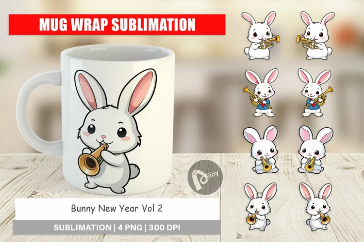 Mug Wrap Design Bunny New Year