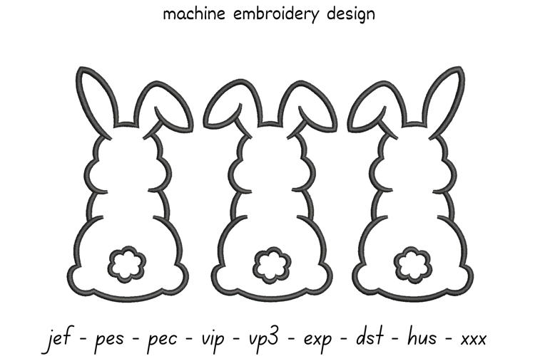 Bunny Outline Embroidery Design 2- Bunnies Embroidery Design