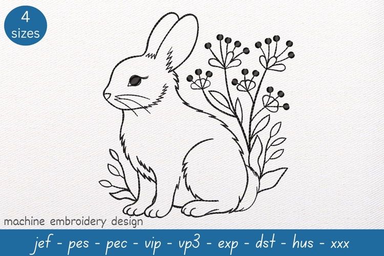 Bunny Embroidery Design: Wildlife Sketch Pattern