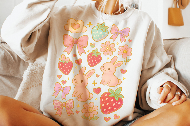 Strawberry Coquette Bow PNG, Strawberry Bow PNG, Summer PNG