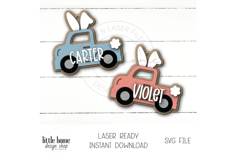Easter Truck Basket Tag, Easter Bunny Basket Name Tag