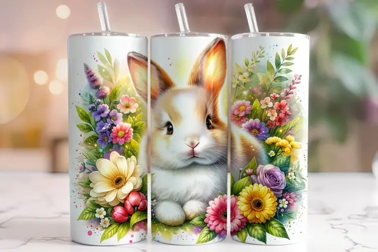 Easter Bunny Tumbler Wrap, 20 oz Skinny Easter Tumbler Wrap