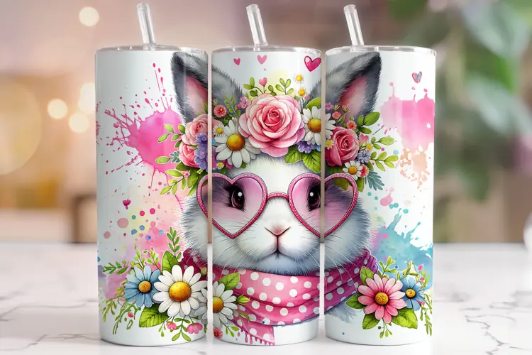 Easter Bunny Tumbler Wrap, 20 oz Skinny Easter Tumbler Wrap