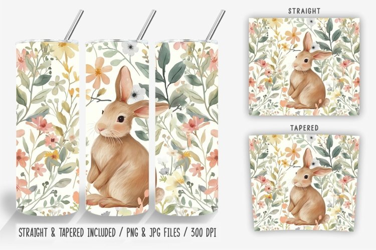Bunny with Wildflowers Tumbler Wrap