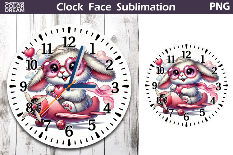 Bunny Valentine Clock Face | Valentines Day Clock Design