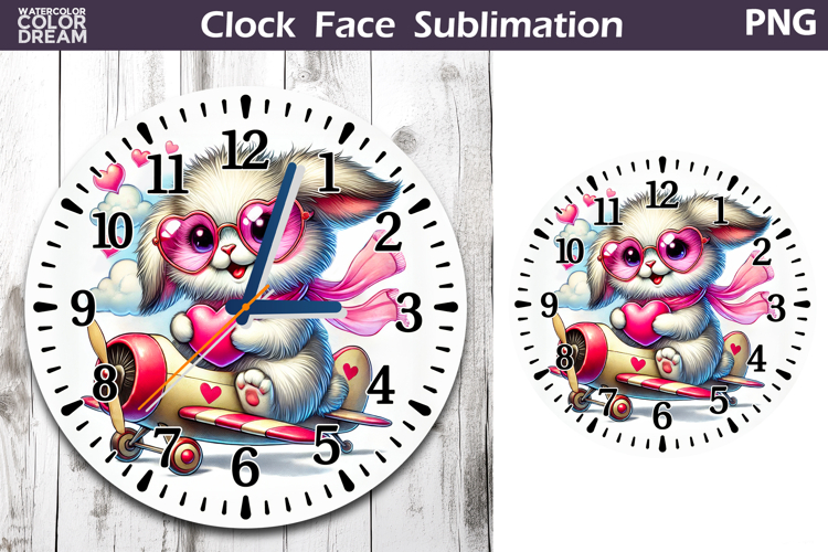 Bunny Valentine Clock Face | Valentines Day Clock Design
