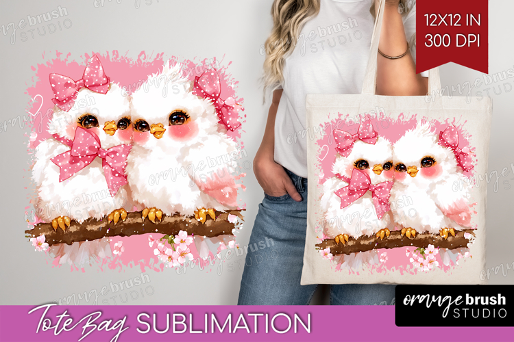 Burds Valentine Tote Bag Cute Valentines Day Tote Bag PNG