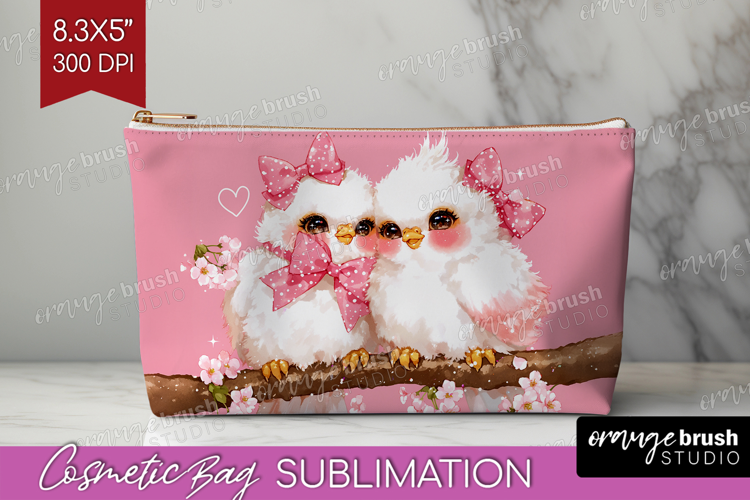 Burds Valentine Cosmetic Bag Cute Valentines Day Makeup Bag
