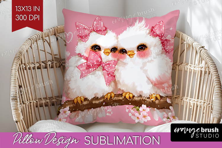 Burds Valentine Pillow Sublimation Cute Valentines Day