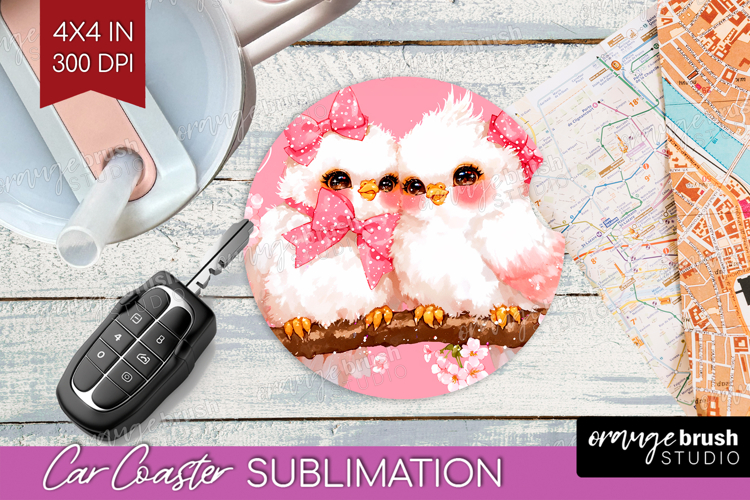 Burds Valentine Car Coaster Cute Valentines Day Coaster PNG