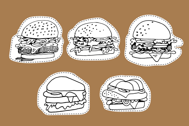 Burger stickers | food sticker pack