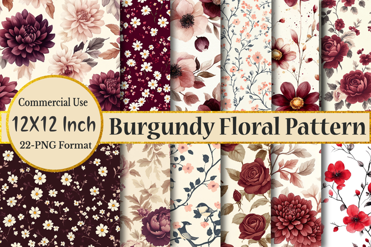 Burgundy Floral Seamless Pattern