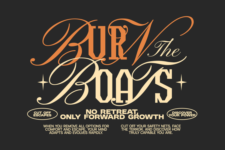Burn the Boats Aesthetic Typography Quote T shirt Design