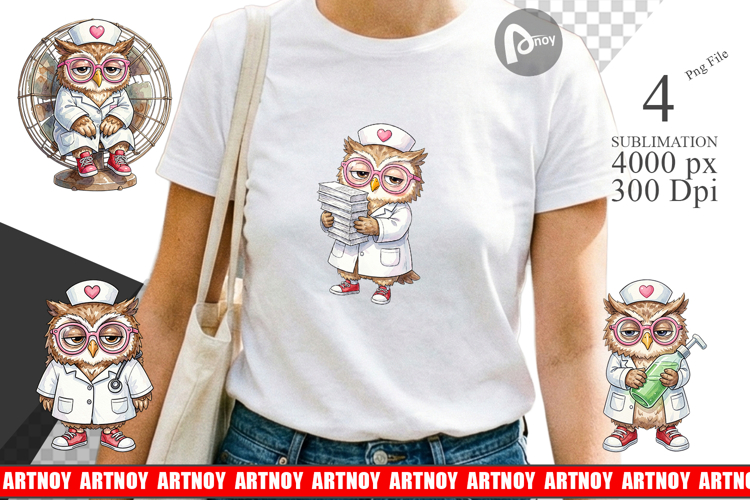 Burnout Owl Nurse Lifestyle Sublimation