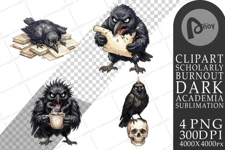 Burnout Raven Dark Academia Sublimation