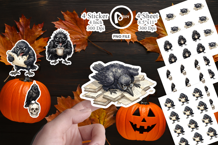 Burnout Raven Dark Academia Sticker