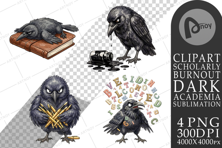 Burnout Raven Dark Academia Sublimation