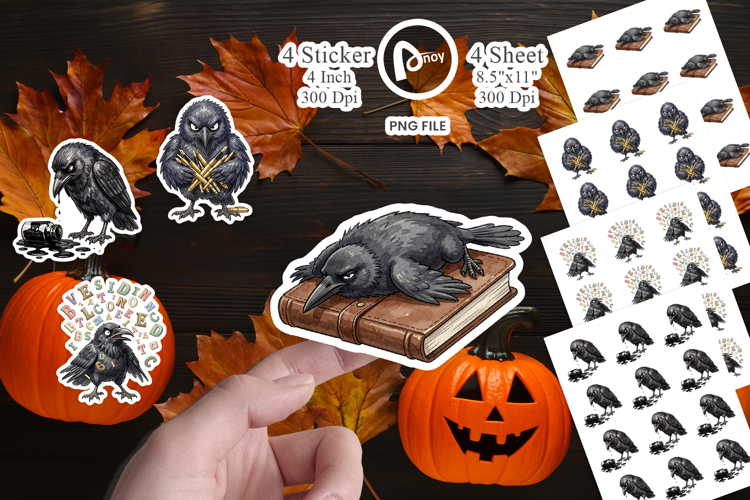 Burnout Raven Dark Academia Sticker