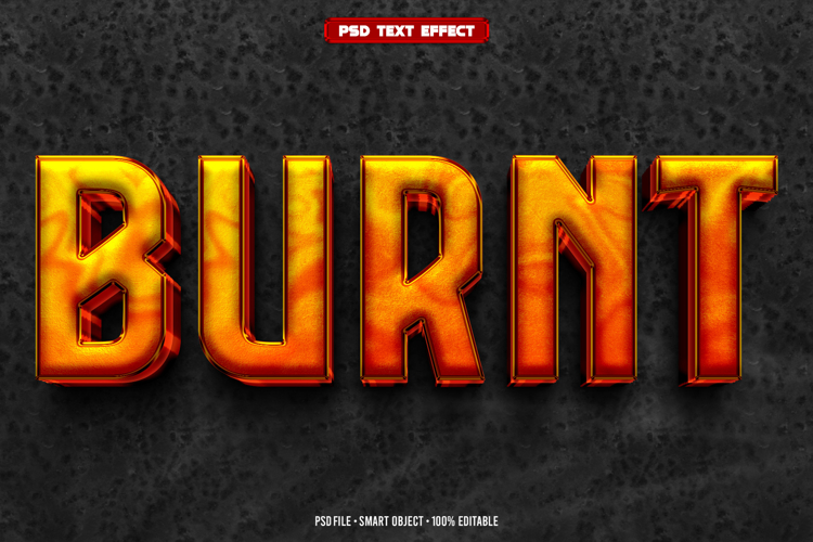 Burnt 3D editable text effect
