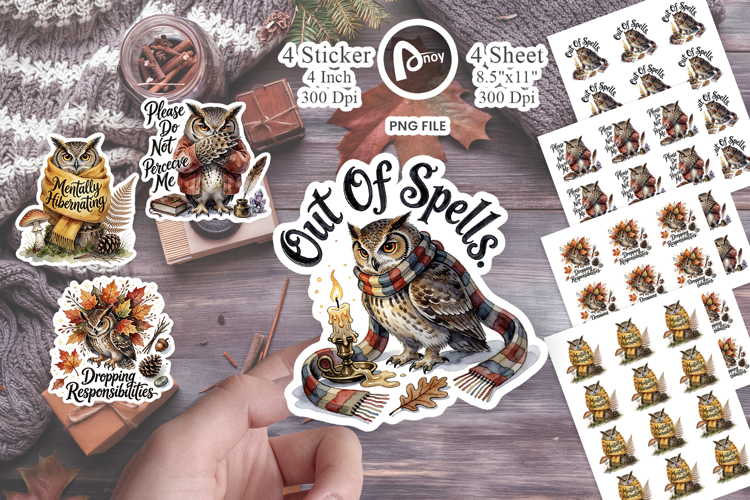 Burnt-Out Owl Whimsigoth Sticker