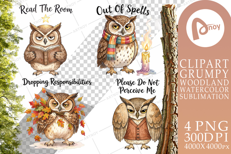 Burnt Out Owl Whimsigoth Sublimation