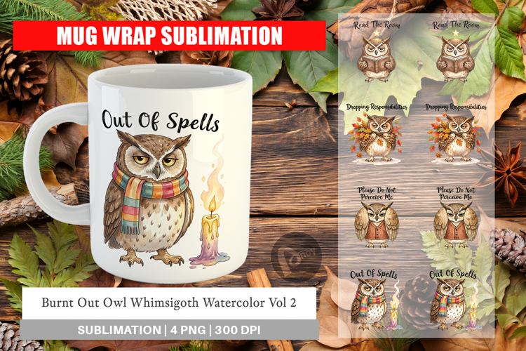 Burnt Out Owl Whimsigoth Mug Wrap