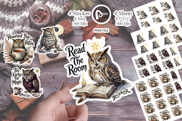 Burnt-Out Owl Whimsigoth Sticker example image 1
